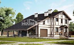 250-002-Л Проект двухэтажного дома с мансардой, гараж, современный коттедж из кирпича Буйнакск, House Expert