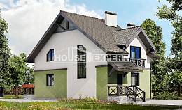 120-003-П Проект двухэтажного дома с мансардой, бюджетный дом из газобетона Каспийск, House Expert