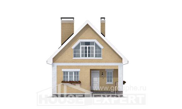 130-004-П Проект двухэтажного дома с мансардным этажом, классический дом из газобетона Буйнакск, House Expert