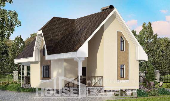 125-001-Л Проект двухэтажного дома с мансардным этажом, бюджетный домик из пеноблока Кизляр, House Expert