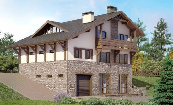 305-002-Л Проект трехэтажного дома мансардой, большой загородный дом из кирпича Избербаш | Проекты домов от House Expert