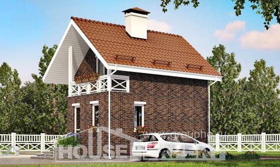 045-001-Л Проект двухэтажного дома мансардой, маленький дом из поризованных блоков Каспийск, House Expert