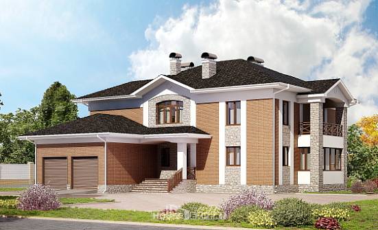 520-002-Л Проект трехэтажного дома, гараж, большой коттедж из теплоблока Кизляр | Проекты домов от House Expert