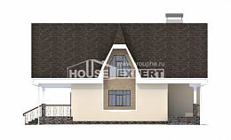 125-001-Л Проект двухэтажного дома мансардой, бюджетный коттедж из пеноблока Каспийск, House Expert