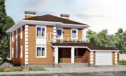 220-004-Л Проект двухэтажного дома и гаражом, классический домик из кирпича Махачкала, House Expert