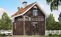 045-001-Л Проект двухэтажного дома с мансардным этажом, эконом домик из поризованных блоков Каспийск, House Expert