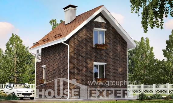 045-001-Л Проект двухэтажного дома с мансардным этажом, эконом домик из поризованных блоков Каспийск, House Expert