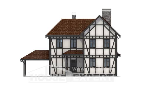 180-004-Л Проект двухэтажного дома с мансардным этажом и гаражом, красивый коттедж из кирпича Кизляр, House Expert
