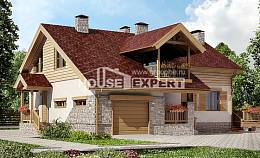 165-002-П Проект двухэтажного дома мансардный этаж, гараж, простой домик из блока Хасавюрт, House Expert