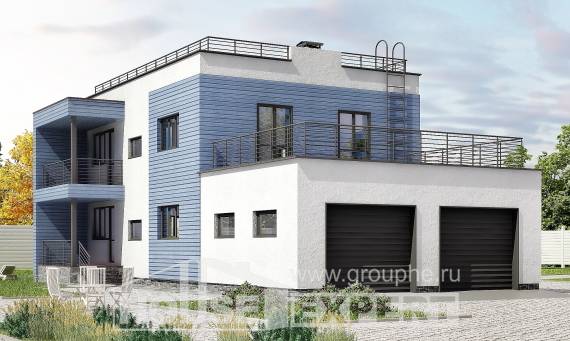 180-012-Л Проект двухэтажного дома и гаражом, красивый домик из кирпича Дербент, House Expert