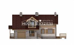 165-002-П Проект двухэтажного дома с мансардой, гараж, скромный дом из блока Махачкала, House Expert
