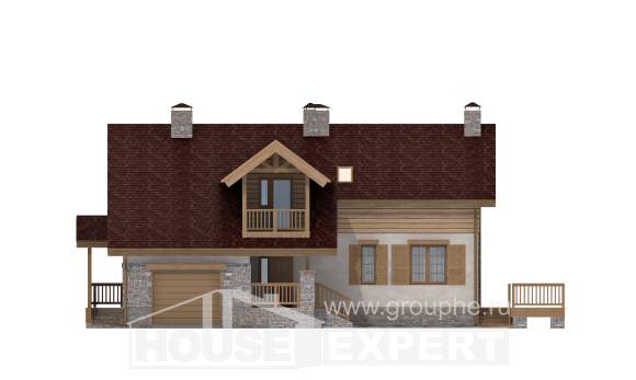 165-002-П Проект двухэтажного дома с мансардой, гараж, скромный дом из блока Махачкала, House Expert