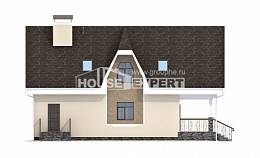 125-001-Л Проект двухэтажного дома с мансардой, экономичный коттедж из блока Избербаш, House Expert