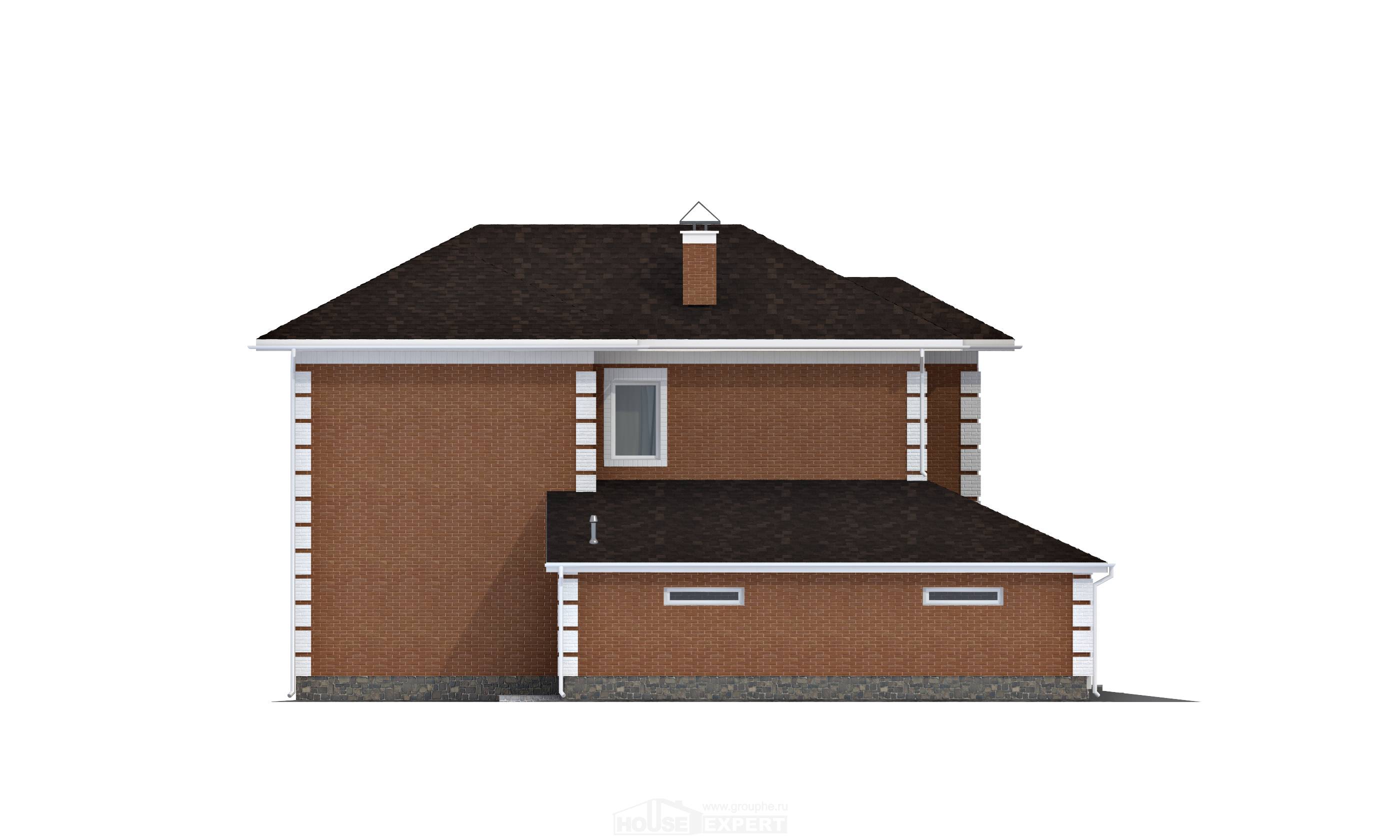 220-004-Л Проект двухэтажного дома и гаражом, уютный коттедж из кирпича Хасавюрт, House Expert