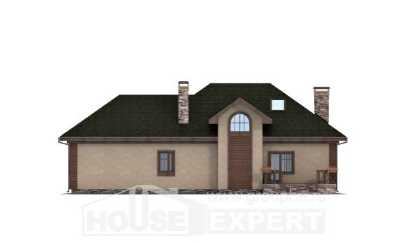 180-010-П Проект двухэтажного дома с мансардным этажом, гараж, уютный домик из блока Кизляр, House Expert