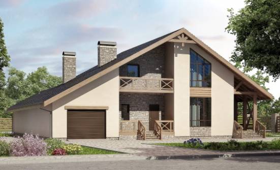 265-001-Л Проект двухэтажного дома мансардой и гаражом, огромный домик из пеноблока Кизилюрт | Проекты домов от House Expert
