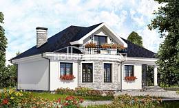 150-008-П Проект двухэтажного дома с мансардным этажом, красивый загородный дом из газосиликатных блоков Махачкала, House Expert