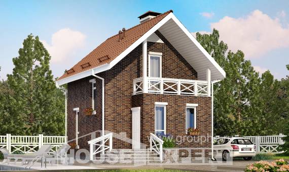 045-001-Л Проект двухэтажного дома с мансардным этажом, экономичный домик из твинблока Кизилюрт, House Expert