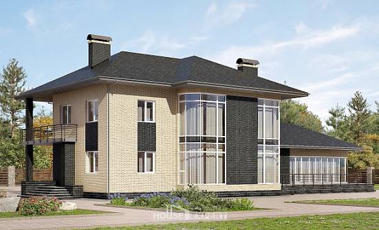 305-003-Л Проект двухэтажного дома, большой загородный дом из пеноблока Кизилюрт | Проекты домов от House Expert