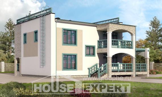 150-010-П Проект двухэтажного дома, бюджетный загородный дом из кирпича Каспийск, House Expert