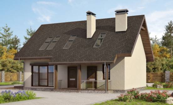 155-012-Л Проект двухэтажного дома с мансардой, доступный загородный дом из теплоблока Буйнакск | Проекты домов от House Expert