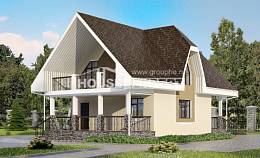 125-001-Л Проект двухэтажного дома с мансардным этажом, компактный коттедж из арболита Махачкала, House Expert