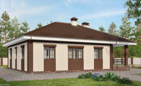 160-015-П Проект одноэтажного дома и гаражом, доступный коттедж из твинблока Избербаш | Проекты одноэтажных домов от House Expert