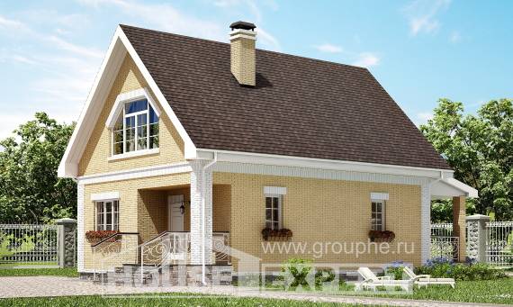 130-004-П Проект двухэтажного дома мансардой, компактный загородный дом из твинблока Кизляр, House Expert