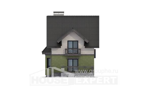 120-003-П Проект двухэтажного дома с мансардой, простой домик из арболита Каспийск, House Expert