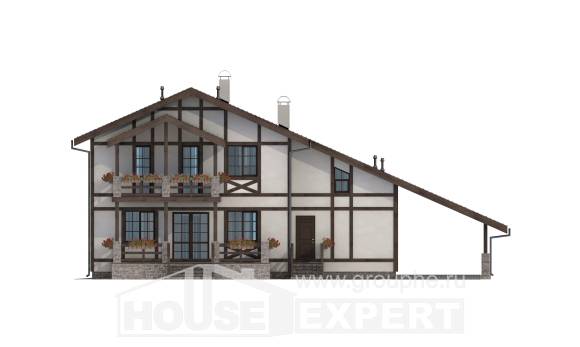 250-002-Л Проект двухэтажного дома с мансардой и гаражом, классический загородный дом из кирпича Махачкала, House Expert
