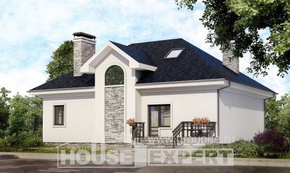 150-008-П Проект двухэтажного дома с мансардой, экономичный домик из бризолита Кизляр, House Expert