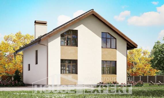 170-002-П Проект двухэтажного дома с мансардным этажом, компактный коттедж из бризолита Кизляр, House Expert