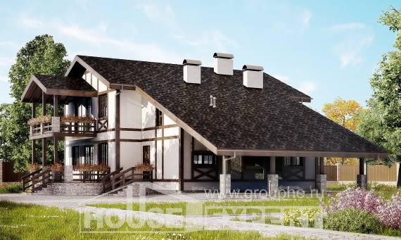 250-002-Л Проект двухэтажного дома мансардный этаж и гаражом, красивый домик из кирпича Буйнакск, House Expert