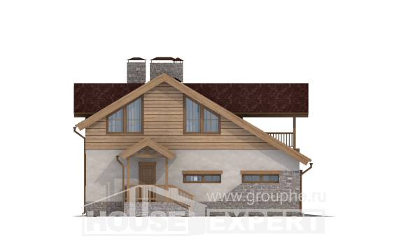 165-002-П Проект двухэтажного дома мансардный этаж, гараж, красивый дом из твинблока Махачкала, House Expert