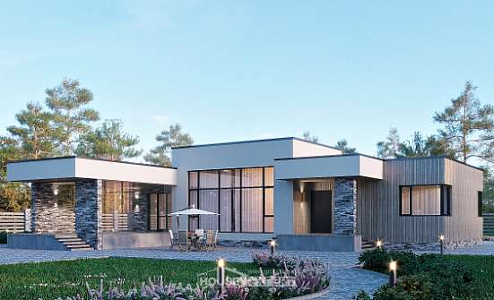 175-001-Л Проект одноэтажного дома, бюджетный домик из твинблока Кизилюрт | Проекты домов от House Expert