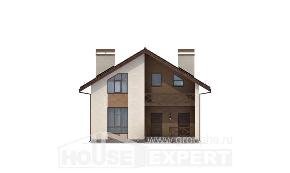 170-002-П Проект двухэтажного дома с мансардным этажом, недорогой дом из арболита Избербаш, House Expert