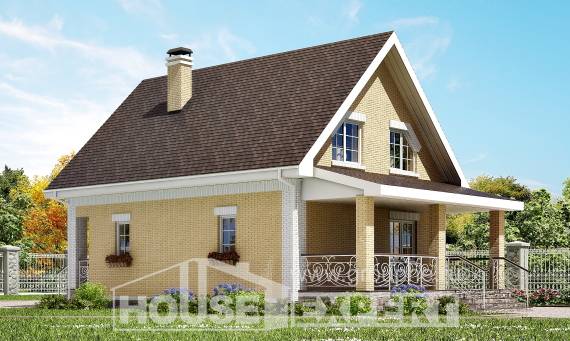 130-004-П Проект двухэтажного дома с мансардным этажом, доступный домик из поризованных блоков Хасавюрт, House Expert
